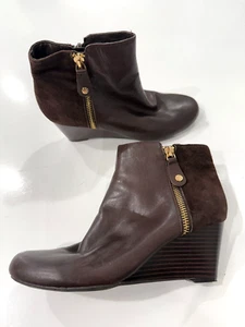 Isaac Mizrahi Live I'm Kierra braun Keilabsatz Leder/Wildleder Stiefel Größe 6 Damen - Bild 1 von 10