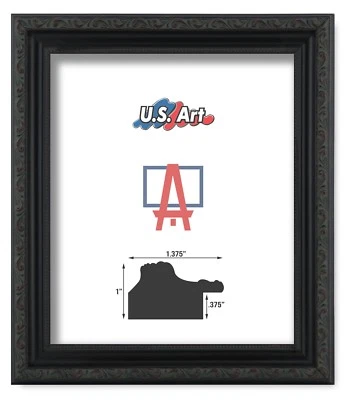 US Art Frames 1.37" Dark Rustic Victorian Ornate Solid Wood Picture Frame S-B - Image 1 of 4