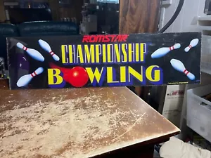 Romstar Championship Bowling Arcade Game Placard 1989 Original Game Topper Sign - Picture 1 of 3