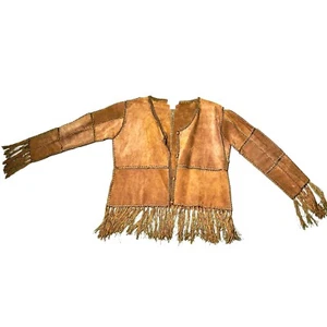 Rare Vintage 90s Y2K Mall Goth Grunge Brown Fringe Jacket by Kroshetta Papillon - Picture 1 of 8