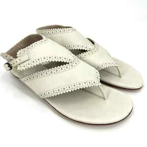 Sandalias de gladiador Balenciaga Arena de cuero con ribete festoneado talla 36 1/2 hueso - Imagen 1 de 11