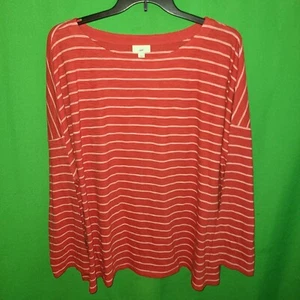 0364) NWOT J JILL 4X red stripe cotton pullover tee top knit relaxed new 4X - Picture 1 of 7