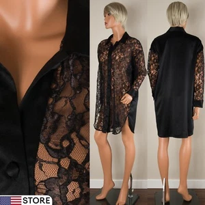 ๐ VICTORIA SECRET VTG Gold Label Babydoll Robe Nightgown Sheer Lace Satin P/S - Picture 1 of 12