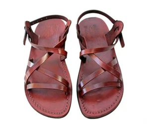 Sandalias bíblicas de Jerusalén Jesús para mujer hebilla de cuero marrón hechas a mano - Imagen 1 de 4