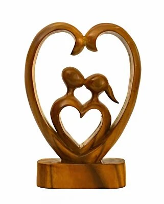 Estatua escultura abstracta de madera de 12" tallada a mano "corazón y alma" estatuilla de regalo Foto 1 de 3