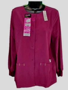 Scrubstar NEW♈Woman's Snap up scrub Jacket-Ethical size L~Sweet Sangria