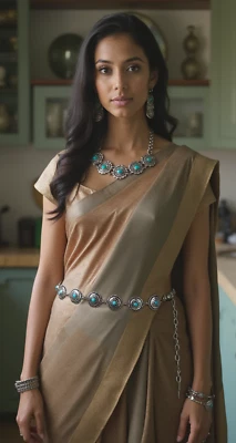 Women Western Fashion Belt Silver Metal Turquoise Blue Flower Charm Size S M L - Image 1 of 4