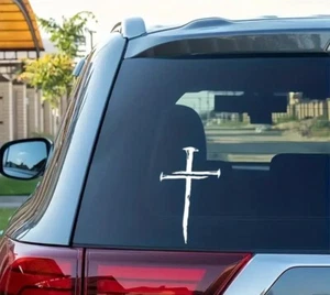 "Cruz de clavos de vinilo de 6"" para automóvil, hogar, computadora portátil, armario - Crucifijo de Jesús Cristiano" - Imagen 1 de 7