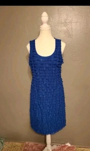 Elementz Holiday Little abito blu scintillante senza maniche con volant/a strati taglia media  - Foto 1 di 10