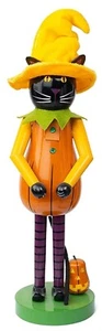Nussknacker aus Holz, 14 Zoll HERBST, HALLOWEEN & THANKSGIVING SCHWARZE KATZE IM PUMPKIN OUTFIT - Bild 1 von 23
