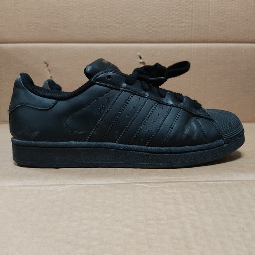 SNEAKER ADIDAS SUPERSTAR ORIGINALS JUNIOR B25724 TRIPLE NERE UNISEX taglia UK 4 5