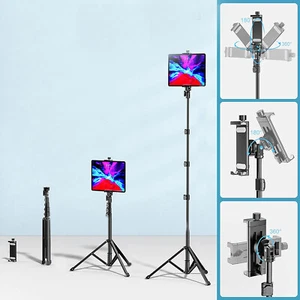 Reinforced Tablet Floor Tripod Stand Height Adjustable IPad Phone Mount Holder - Picture 1 of 12