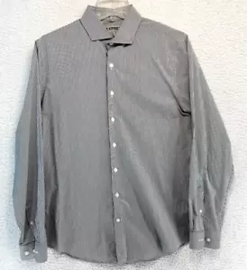 Camisa de vestir Express para hombre mediana M abotonada a rayas gris blanco manga larga - Imagen 1 de 10