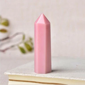 1pc Natural Pink Opal Obelisk Tower Quartz Crystal Point Healing Reiki Wand Gift - Picture 1 of 9