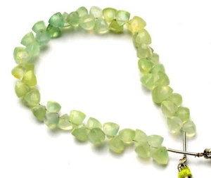 Natural Gem Prehnite 7mm Size Faceted Trillion Shape Briolette Beads 9" - Picture 1 of 3