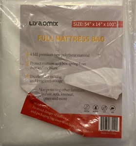 Liyaomix Full Mattress Bag for Moving and Storage 4 Mil 54”x14”x100” - Picture 1 of 2