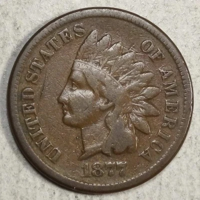 1877 Indian Cent, Key Date, Very Good+, Close to Fine         0724-02 - Image 1 of 4