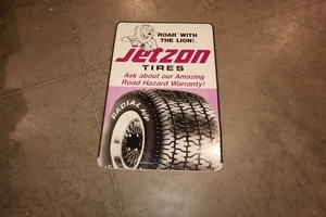 Letrero publicitario vintage original de neumáticos Jetzon Rugir con el león 36"x24" Stout - Imagen 1 de 24