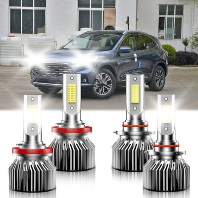 Combo de bombillas LED de haz alto bajo 10000lm para Ford Escape 2013-2021 Foto 1 de 4