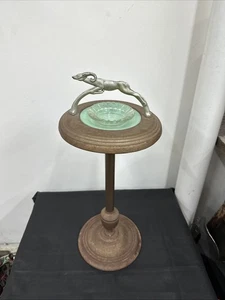 Antique Art Deco Fluted Standing Floor Ashtray Gazelle Shaped Handle 25” - Picture 1 of 20