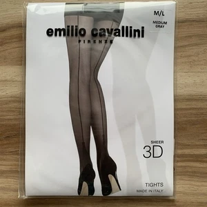 Emilio Cavallini 3D Sheer Tights Medium Large Italy High Waist Control Top M/L - Picture 1 of 9