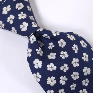 SCAPPINO Men's 100% Silk Tie Imported from Italy, Floral Pattern, Navy Blue. - Picture 1 of 12