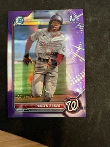 2022 1st Bowman Chrome Purple Refractor Darren Baker #BCP-131 /250 Washington - Picture 1 of 1