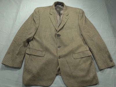 Blazer Ralph Lauren Para Hombres 46R Marrón Lana Abrigo Chaqueta Pata de Gallo Lana Cachemira  Foto 1 de 4