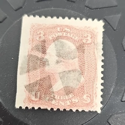 1867 U.S. CLASSIC 3c Rose Washington w "E" GRILL Sc#88 Circle Postmark! - Image 1 of 3