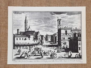 Veduta Badia Fiorentina e Palazzo del Potestà 1754 Zocchi Franceschini Ristampa - Picture 1 of 1