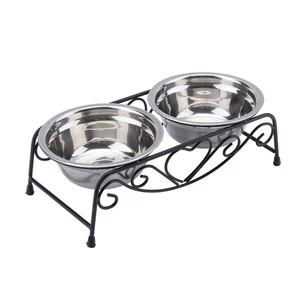 Double Dog Bowls Elevated, 26x14x8.5cm, Stand, Stainless Steel, Raised, Small - Bild 1 von 9