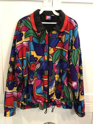 Vintage Women's TAIL Brand Wind Breaker, Bright Pattern - 80’s - Size M - Image 1 of 4