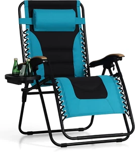 XXL Oversized Padded Zero Gravity Chair, Foldable Patio Recliner, 30" Wide Seat - Picture 1 of 10