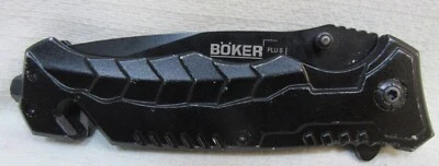 Cuchillo plegable de alta resistencia Boker Plus Savior negro con corte de cinturón de rotura de ventana Foto 1 de 4