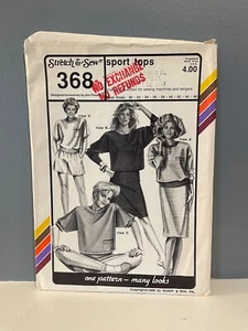 UNCUT 1988 #368 Vintage Stretch & Sew pattern - Sport Tops - bust 30 to 46 - Picture 1 of 2