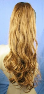 20" ginger red brown wavy curly pony tail hair extension hair piece fancy dres - Picture 1 of 4