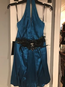 Bebe Blue Silk Dress - Picture 1 of 4
