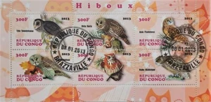 161. CONGO 2013 USED STAMP S/S BIRDS , OWLS - Picture 1 of 1