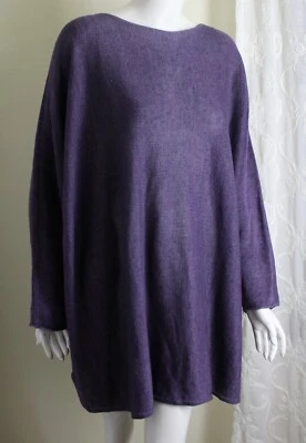 Hermoso suéter túnica tejido sesgado de 35" largo jardín púrpura Allium de Eskandar O/S Foto 1 de 4