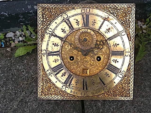 12inch  c1730 George Creswell, Brewood 8day LONGCASE GRANDFATHER CLOCK DIAL+move Cover