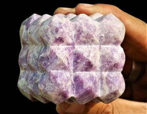 75MM Lepidolite Quartz 54 Pyramids Cube Natural Healing Crystal Gemstone Cube - Picture 1 of 10