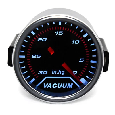 52mm Universal Car Vacuum Gauge -30~0 in.Hg Meter Auto White LED Pointer Gauge   - Image 1 of 4