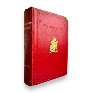 The Life and Strange Surprising Adventures of Robinson Crusoe Antique Book - Picture 1 of 20
