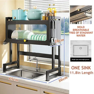Black 25.6×11.8×31.5inch Dish Tray Storage Rack-home Kitchen Storage Rack - Picture 1 of 11