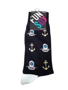 Mens NEW Fun SOX Novelty Crew socks Nautical Anchor Scuba Sailor SIze 10-13 - Picture 1 of 2