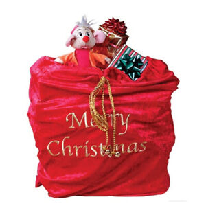 1× Santa Claus Christmas Toy Bag Sack Red Plush Velvet Present Costume Accessory