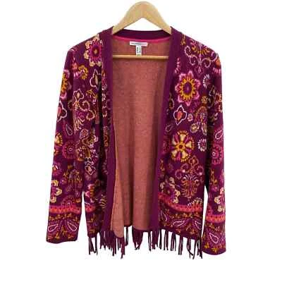Suéter Cárdigan Isaac Mizrahi Live para Mujer Pequeño Púrpura Rosa Floral Flecos Foto 1 de 4