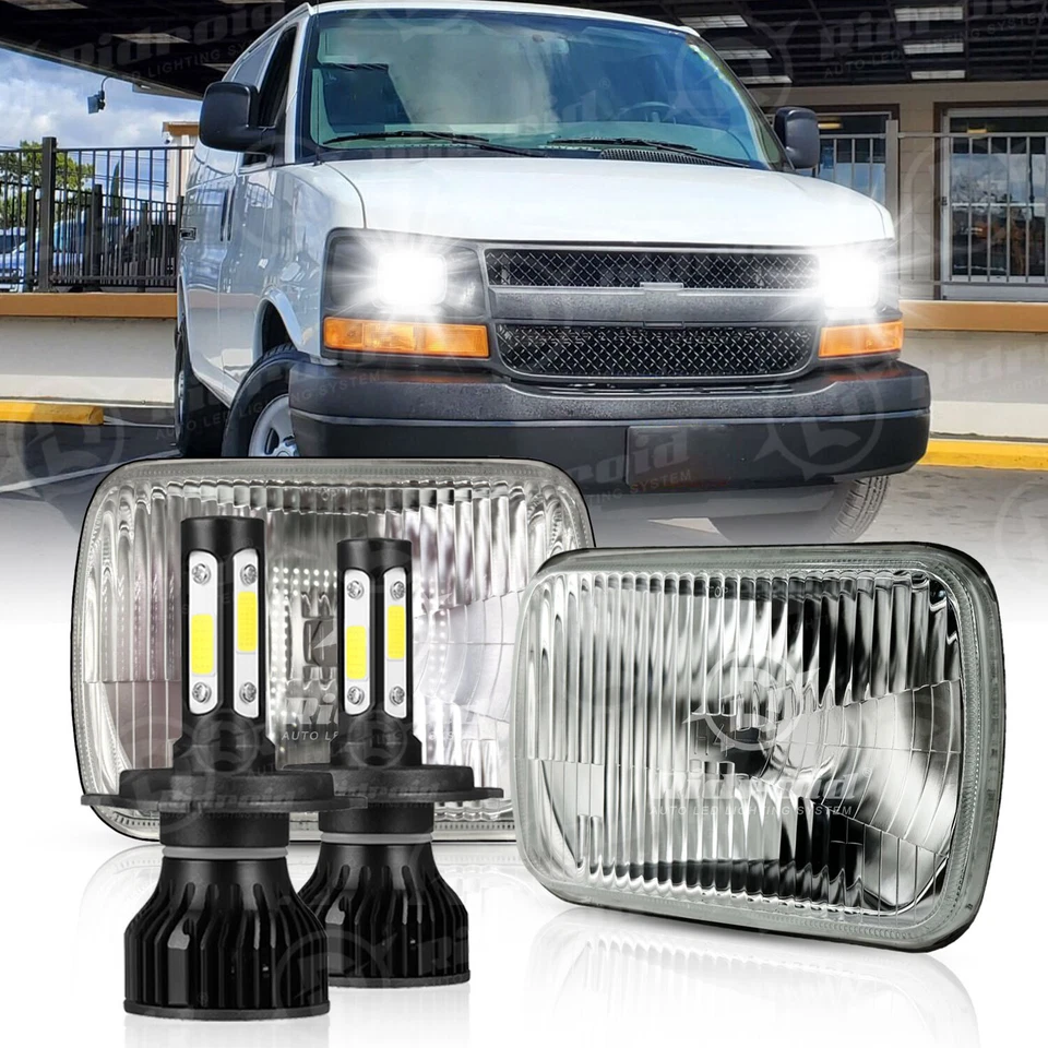 Pair 7X6" LED Headlights Hi/Lo Sealed Beam H4 For 82-93 Chevy S10 Blazer GMC S15 - Image 1 of 4