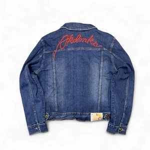 Akademiks Denim Jean Jacket Youth Size- XXL Red Logo Embroidery - Picture 1 of 7