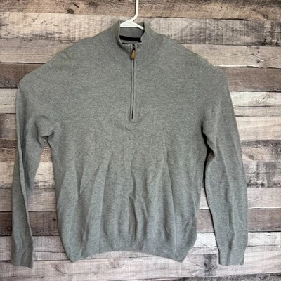 Свитер мужской Brooks Brothers из шелковой кашемировой смеси маленький серый на молнии 1/4 опрятный - Изображение 1 из 4